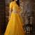 Yellow Thread Embroidery Silk Semi Stitched bridal lehenga