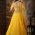 Yellow Thread Embroidery Silk Semi Stitched bridal lehenga