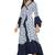 blue Rayon Geomatrical  Printed Ruffle Kurta