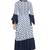 blue Rayon Geomatrical  Printed Ruffle Kurta