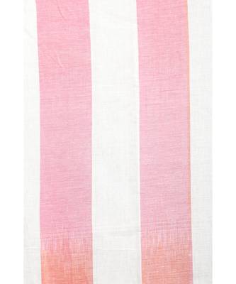 OFFWHITE COTTON SAREE WITH PINK AND orange OMBRE STRIPES 4