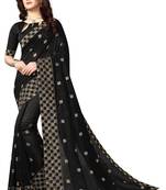 Black embroidered silk saree with blouse