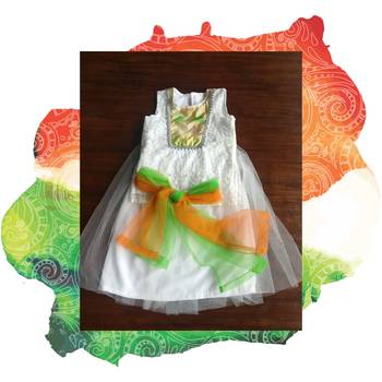 White embroidered net kurta with patchwork 4