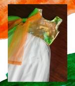 Tricolor blouse with net white lehenga and dupatta