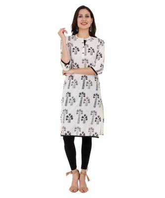 Black Cotton Straight Both Side Slit Floral Print Kurta 1