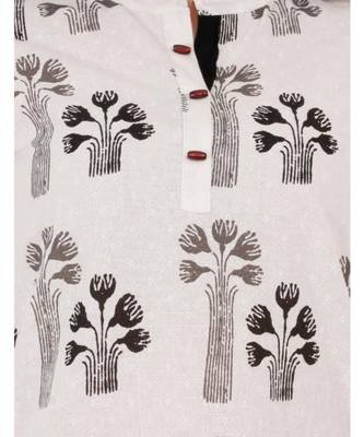Black Cotton Straight Both Side Slit Floral Print Kurta 4