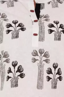Black Cotton Straight Both Side Slit Floral Print Kurta