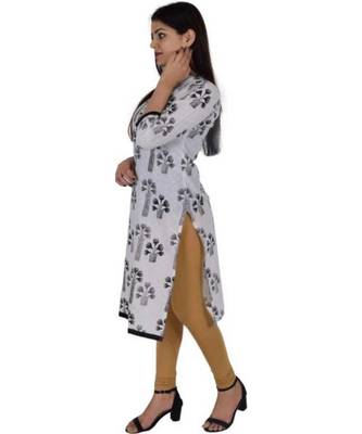Straight Cotton Black Both Side Slit Floral Print Women Kurti 2