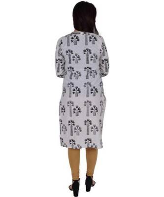 Straight Cotton Black Both Side Slit Floral Print Women Kurti 3