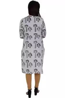 Straight Cotton Black Both Side Slit Floral Print Women Kurti