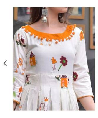 White Prnted Anarkali For Women & Girls 4