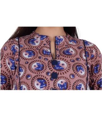 Womens Rayon Voilet Box Pleated Round NeckAnkle Length Kurti 4