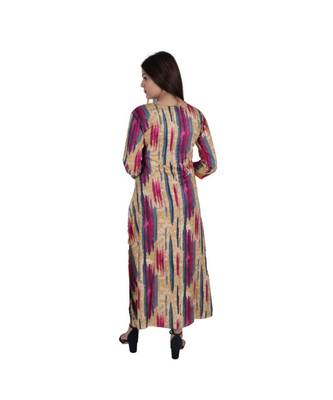 Womens Rayon Multi Straight Round Neck Ankle Length Kurti 3