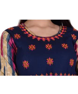 Womens Rayon Multi Straight Round Neck Ankle Length Kurti 4
