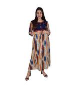 Womens Rayon Multi Straight Round Neck Ankle Length Kurti
