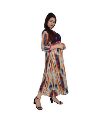 Womens Rayon Multi Straight Round Neck Ankle Length Kurti 2
