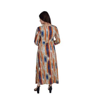 Womens Rayon Multi Straight Round Neck Ankle Length Kurti 3