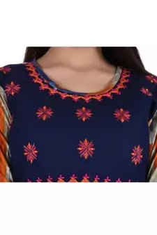 Womens Rayon Multi Straight Round Neck Ankle Length Kurti