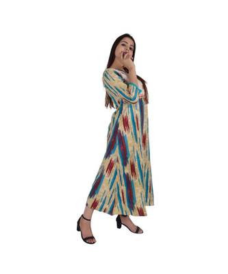 Womens Rayon Multi Straight Round Neck Ankle Length Kurti 2