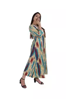 Womens Rayon Multi Straight Round Neck Ankle Length Kurti