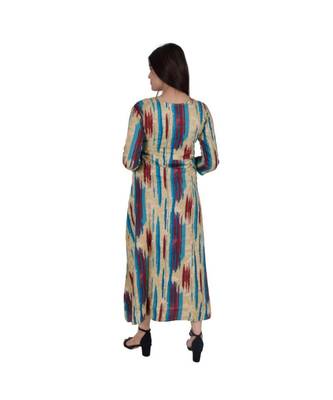 Womens Rayon Multi Straight Round Neck Ankle Length Kurti 3