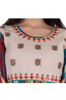 Womens Rayon Multi Straight Round Neck Ankle Length Kurti