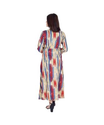Womens Rayon Multi Straight Round Neck Ankle Length Kurti 3