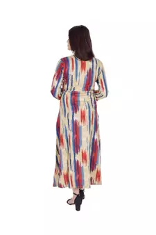 Womens Rayon Multi Straight Round Neck Ankle Length Kurti