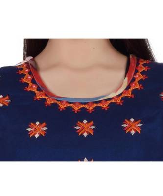 Womens Rayon Multi Straight Round Neck Ankle Length Kurti 4