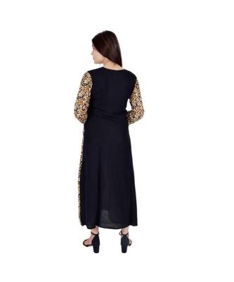 Womens Rayon Black Straight Round Neck Ankle Length Kurti 3