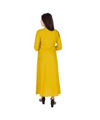 Womens Rayon Yellow Straight Round Neck Ankle Length Kurti 3