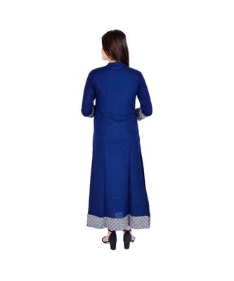 Womens Rayon Blue Straight Mandarin NeckAnkle Length Kurti 3