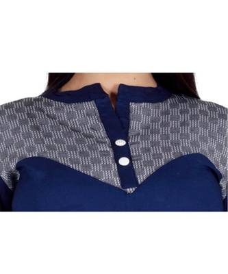 Womens Rayon Blue Straight Mandarin NeckAnkle Length Kurti 4