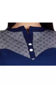 Womens Rayon Blue Straight Mandarin NeckAnkle Length Kurti