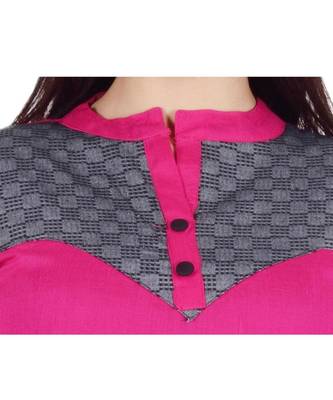 Womens Rayon Pink Straight Mandarin NeckAnkle Length Kurti 4