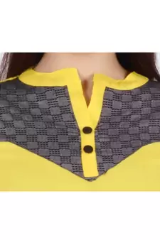 Womens Rayon Yellow Straight Mandarin NeckAnkle Length Kurti