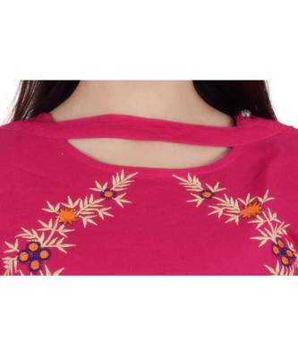 Womens Rayon Pink Straight Chinese NeckAnkle Length Kurti 4