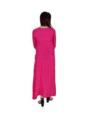 Womens Rayon Pink Straight Boat NeckAnkle Length Kurti 4
