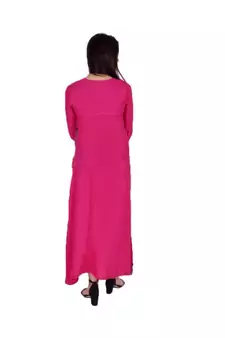 Womens Rayon Pink Straight Boat NeckAnkle Length Kurti