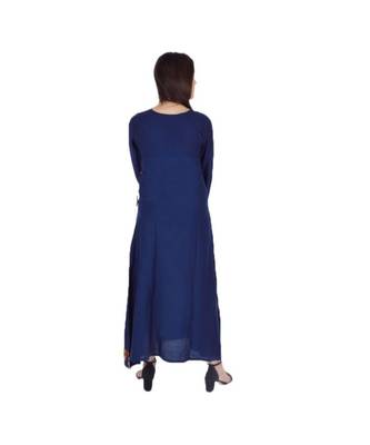 Womens Rayon Navy Straight Boat NeckAnkle Length Kurti 3