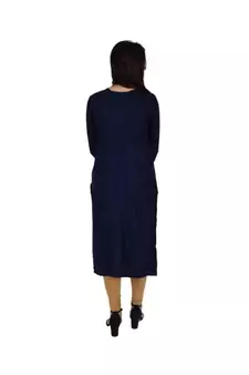 Womens Rayon Navy Straight V Neck Calf Length Kurti