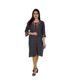 Womens Rayon Black Straight Round Neck  Knee Length Kurti