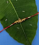 Tortoise Designer Rakhi Set For Men Gold Plated Elephant Rudraksha Beads Multicolor Thread Rakhi For Brother/Bhaiya/Bhai