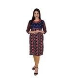 Womens Rayon Multi Straight Round Neck  Knee Length Kurti