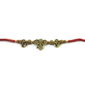 Ganesh Ji Designer Rakhi Set For Men Gold Plated Ganpati Bappa Om Tulsi Beads Multicolor Thread Rakhi For Brother/ Bhai 2