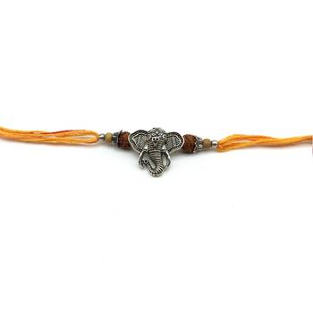 Ganesh Ji Designer Rakhi Set For Men Silver Plated Ganpati Bappa Rudraksha Tulsi Multicolor Thread Rakhi For Brother 2