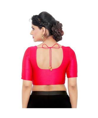 Pink Dupion Silk Padded Designer Ready Made Saree Blouse 2