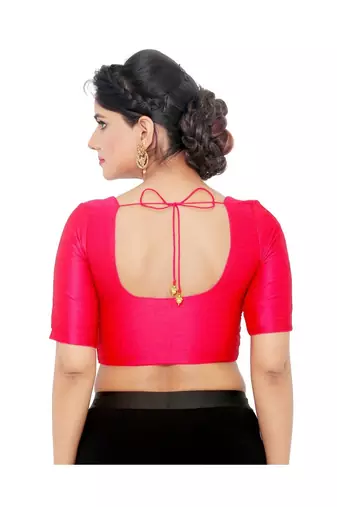 Pink Dupion Silk Padded Designer Ready Made Saree Blouse