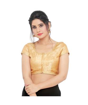 Gold Brocade Padded Designer Ready Made Saree Blouse 2