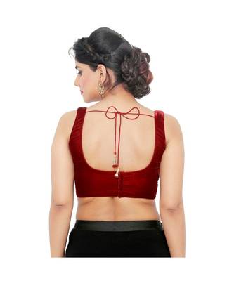 Maroon Velvet Padded Designer Ready Made Saree Blouse 1